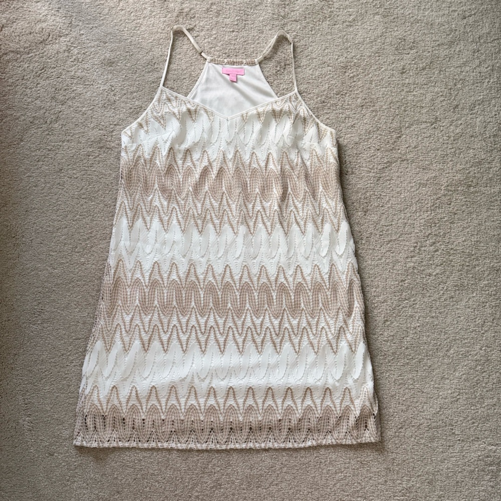 Lilly Pulitzer White Fabric with Gold Accents Shift Dress